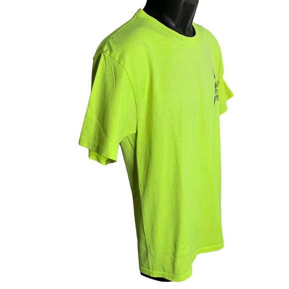Hawaii Tribal Stingray Crewneck T Shirt M Neon Yellow Short Sleeve Double Sided - Picture 6 of 7